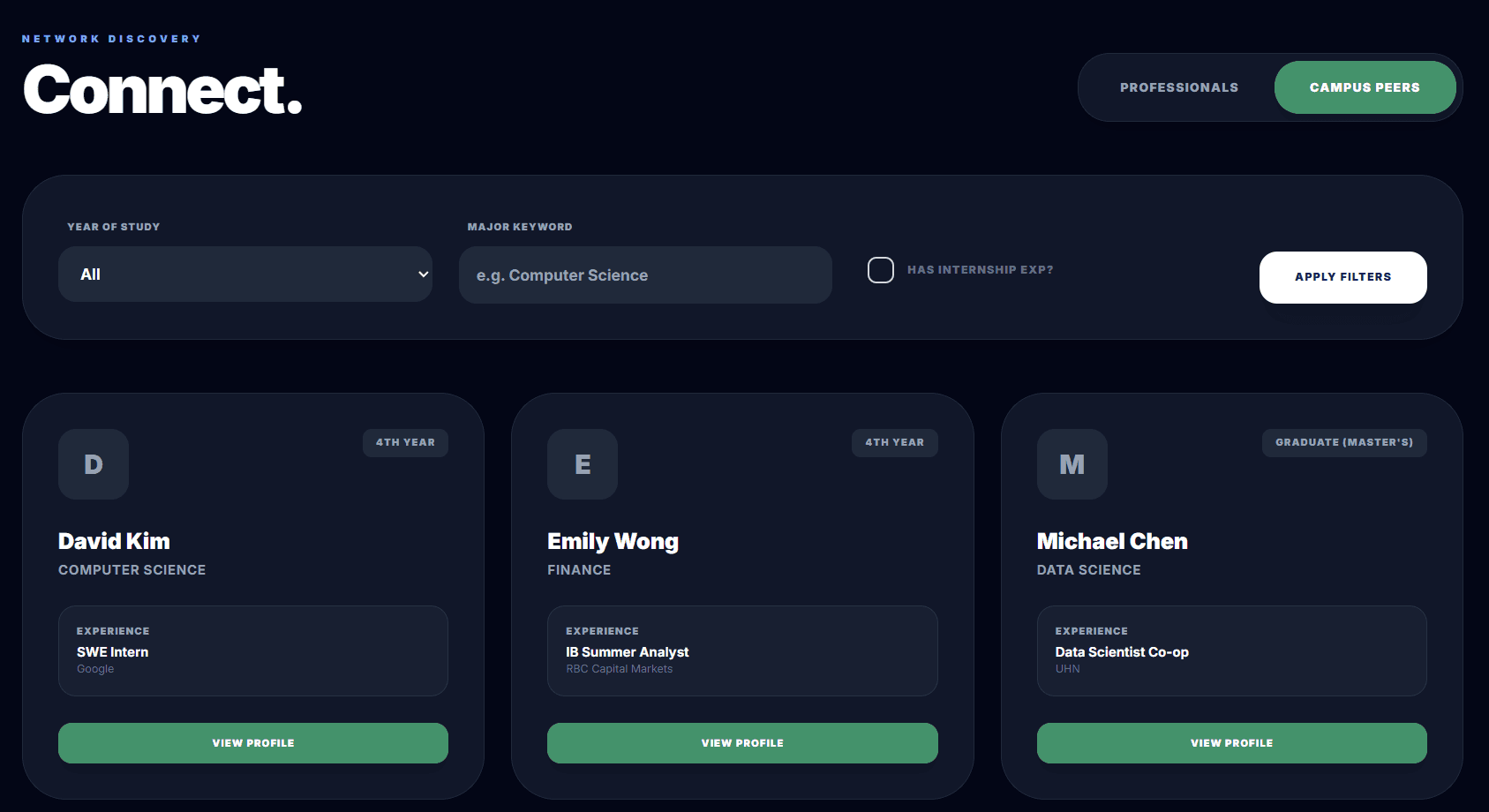 Student preview: Connect with Campus Peers